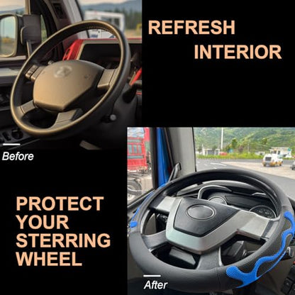 PINCTROT XL Size 17.5-18 Inch Comfy Grip Steering Wheel Cover for Semi Truck, Fits RV, Big Rig Trucker, 18 Wheeler and Classic Cars, Anti-Slip Design 17.5-18 Inch(Silicone Blue) - color: 3.Blue, size: Extra Large Size[17 1/2''-18'']