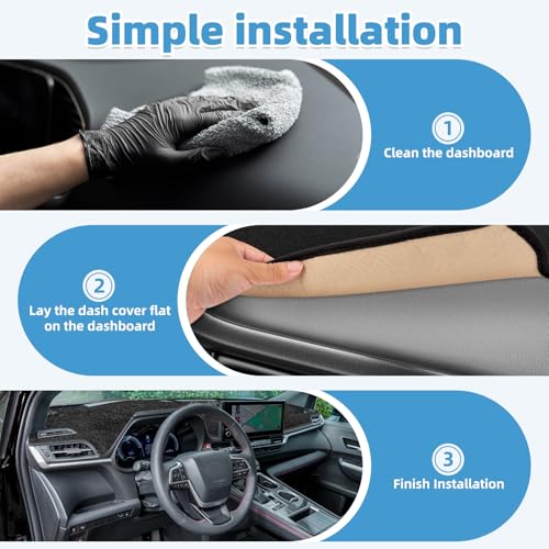 Dash Cover Mat for Toyota Sienna 2021 2022 2023 2024 2025 Accessories Non-Slip Dashboard Cover Mat Sunshade UV Rays Protector Interior Accessories - size: Sienna 2021-2025