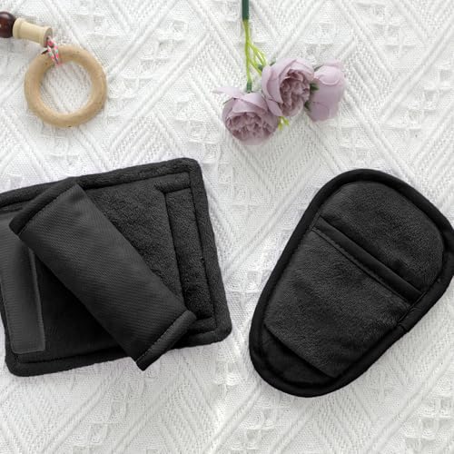 SWESEN Baby Car Seat Strap Covers, 3 Piece Soft Car Seat Strap Shoulder Pads for Baby Girls Boys, Double-Sided Use carseat Straps Covers for Stroller, Car Seats, Pushchair, Black - color: Black