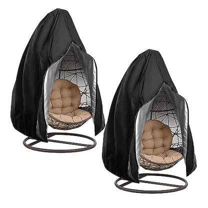 【Upgraded】Patio Egg Chair Covers with Zipper, Wicker Egg Swing Chair Covers, Waterproof Heavy Duty Weather Resisatnt Outdoor Chair Cover, Windproof Hanging Chair Cover, 75" x 45", Black, 2 Pack - color: Black, size: 2 Pack-Single Seat 75'' (L) x 45''(W)