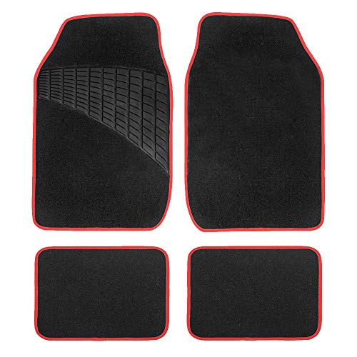 FH Group Car Floor Mats - Carpet Floor Mats for Cars, Universal Fit Automotive Floor Mats, All Purpose Car Floor Mats, Carpet Protector Mat for Most Sedan, SUV, Truck Floor Mats Red - color: RED