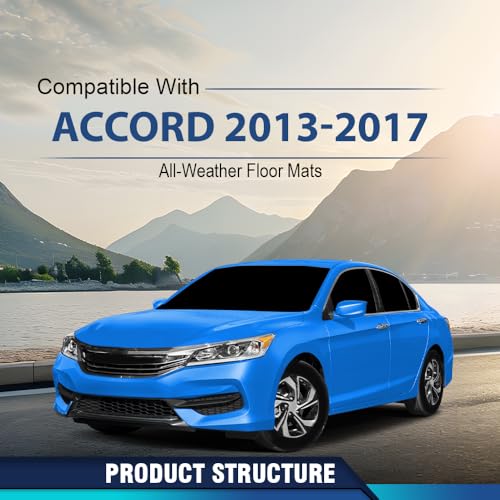 PIT66 TPE Floor Mats Compatible with Honda Accord Sedans 2013-2017 (Heavy Duty) 1st & 2nd Row All Weather Cover Protection Cargo Liners alfombras para carro - size: Fit Honda Accord 2013-2017 | 3PCS