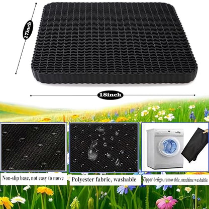 Innovative Gel Seat Cushion for Long Sitting, Soft and Breathable, Seat Cushion for Back, Sciatica, Hip, Tailbone Pain Relief, Used for The Office, Wheelchair, Car, Recliner, Stadium, Kayak.(Black)