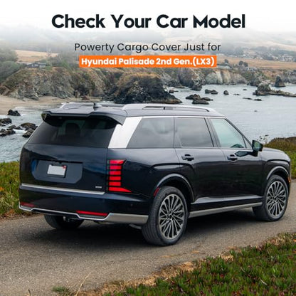 Powerty Cargo Cover for 2026 Hyundai Palisade LX3 Accessories, Carbon Fiber Trunk Cover Retractable Trunk Shielding Shade Cargo Luggage Cover Black - size: 2026 | Hyundai Palisade LX3