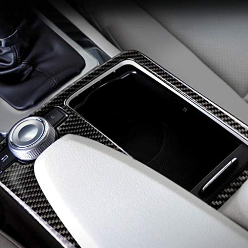 for Mercedes-Benz C E Class W204 W212 C180 C200 E260 E300 Real Soft Carbon Fiber Gear Shift Panel Cover Center Console Trim Frame Sticker Car Interior Accessories - color: Cup Holder A