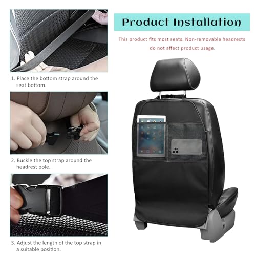 2 PCS Kick Mat Back Seat Protector, Waterproof Auto Seat Back Cover Protector with 2 Mesh Pockets, Anti-Mud Backseat Protective Cover Large Kick Mats for Car Truck SUV
