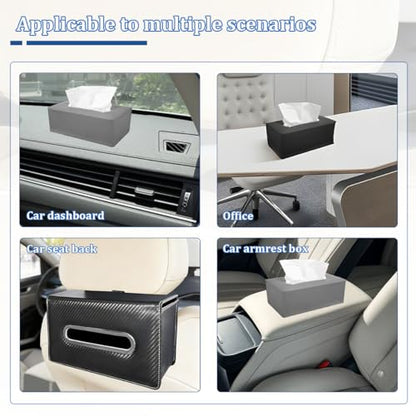 Car Tissue Holder, Leather Rectangle Vehicle Seat Back Hanging Tissue Dispenser Box Cover, Keep Tidy Automotive Interior Napkin Organizer, Universal for SUV Sedan Truck (Gray) - color: Gray