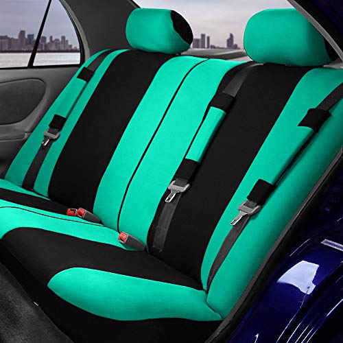 FH Group Stylish Full Set Car Set Covers Front Set and Rear Split Function, Airbag Compatible – Universal Fit for Cars Trucks & SUVs (Mint/Black) - color: Mint