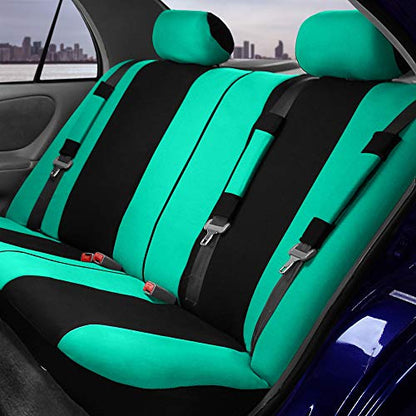 FH Group Stylish Full Set Car Set Covers Front Set and Rear Split Function, Airbag Compatible – Universal Fit for Cars Trucks & SUVs (Mint/Black) - color: Mint