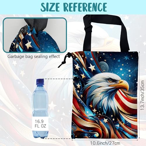 Car Garbage Bag American Flag and Bald Eagle Drawstring Car Trash Bag Hanging for Back Seat with Adjustable Buckle Canvas Vehicle Trash Can Easy-to-Install - color: American Flag and Bald Eagle