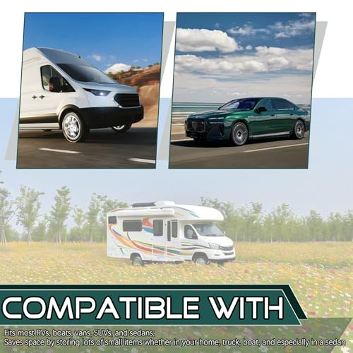 JINGKE 2 Pcs Small Cargo Net Pocket Elastic Mesh Netting Car Mesh Pouch with Screws and Hooks for Trunk RV Boats Home Cargo Storage (17.7'' x 9.8'') - size: 17.7'' x 9.8''