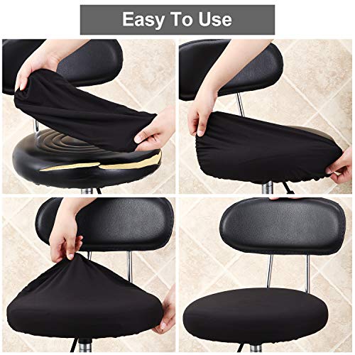 Tatuo Round Bar Stool Seat Covers Washable Stool Cushion Slipcover Elastic Bar Chair Covers for 14-17 Inch Chair (Black,4 Pieces) - color: Black