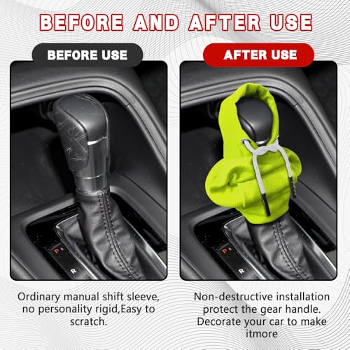 Gear Shift Hoodie, Shifter Hoodie, Funny Car Gear Shift Protector Cover, Automotive Interior Cute Gadgets Fashionable Mini Sweater Shifter Stick Knob Cover Universal for Most Vehicles (Green) - color: Green