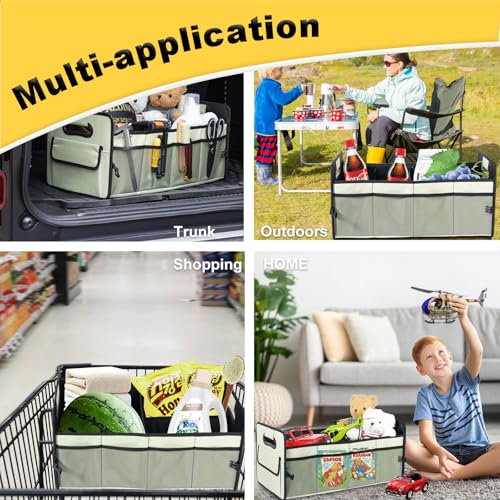 Car Trunk Organizer, Car Organizers and Storage Collapsible Multi Compartment Container Box, Adjustable Car Accessories for SUV Sedan Truck, Standard Size, Light Green - color: Light Green, size: Standard