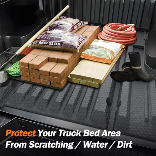KUST Floor Mats Bed Mat Set for 2017-2024 Nissan Titan, 2016-2024 Titan XD Crew Cab, 5.6FT Truck Bed Liner All Weather TPE Rubber High Edge Heavy Duty - style: For │ Titan 2017-2024 │ Full Set