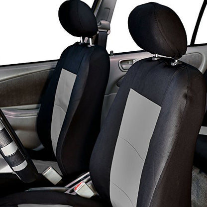 FH Group Universal Fit Full Set Neoprene Car Seat Covers for Low Back Front Seat Covers, Solid Back Seat Cover, Washable Seat Cover for SUV, Sedan, Van, Gray - color: Gray