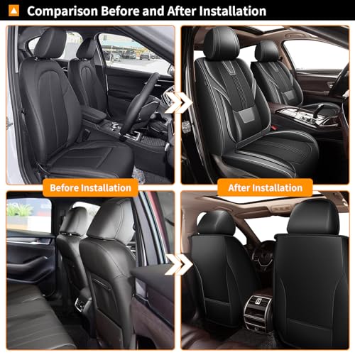 AOMSAZTO 2 Front Car Seat Covers Custom Fit for Honda Ridgeline 2006-2014 & 2024-2025: Seat Cover Faux Leather Breathable Waterproof Compatible Airbag (Black&Gray) - color: #092 Black&Gray, size: 2006-2014&2024-2025-2 front seat covers only
