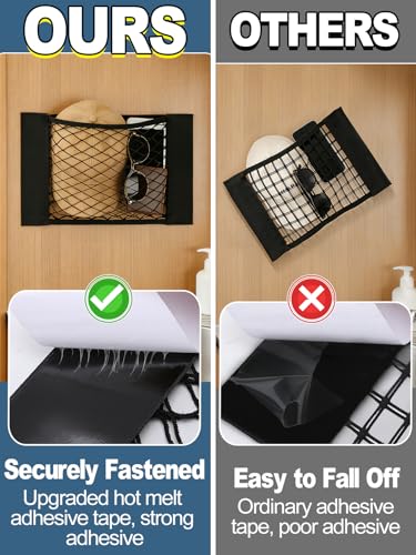 Bigmeta 2PCS RV Cargo Storage Mesh Net, Elastic Stretchable Netting Pocket with 4 Adhesive Strip Wall Sticker for SUV, Truck(15.4 x 9.4 Inch) - size: 2