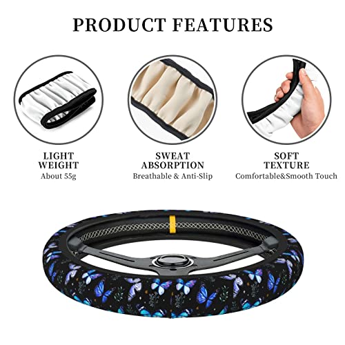Butterflies Steering Wheel Cover Anti-Slip,Sweat Absorption Universal 15 inch Steering Wheel Covers Cute car Accessories for Men Women - color: 4