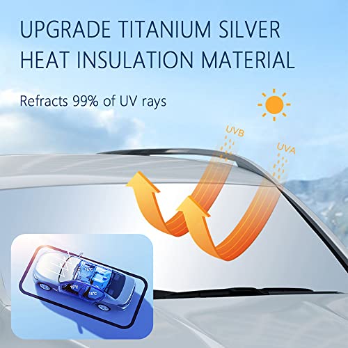 300T Thickened Automotive Glass Sunshade and Comes with Storage Bag,Keep Car Interior Cool,Windshield Sun Shade Fit for Small Cars (M: 55.12 * 27.6 inch) - color: M(55.12 × 27.6 inch)