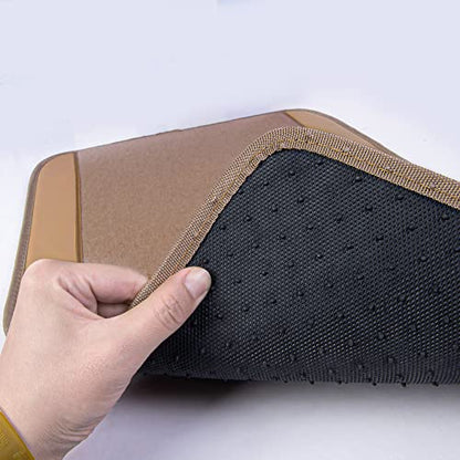 CAR PASS Beige Leather & Waterproof Car Carpet Floor Mats, Universal Car Mats Fit for SUV,Vans,sedans, Trucks,Set of 4pcs Car Carpet with Anti-Slip nibbs Driver Heel Pad (All Beige) - color: All Beige
