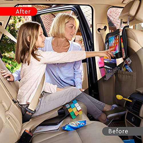 Backseat Car Organizer, Kick Mats Back Seat Protector with Touch Screen Tablet Holder, Back Seat Organizer for Kids with 9 Storage Pockets, Travel Accessories (2 Pack, Ocean Blue)