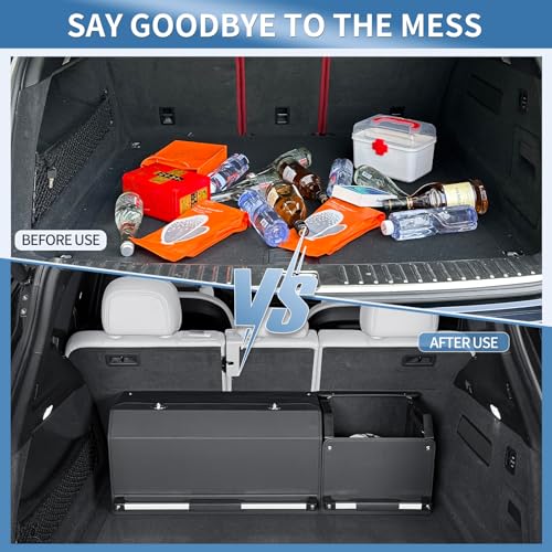 Car Trunk Organizer, Leather Car Trunk Storage Organizer with Lid and Sturdy Handle Car Storage for SUV, Truck, Sedan (Black, 36.2 x 11.4 x 12.2in) - size: 36.2" x 11.4" x 12.2"