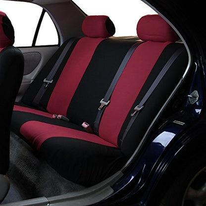 FH Group Cloth Car Seat Covers Set, Universal Fit Burgundy - Low Back Front, Solid Rear, Washable, for SUV, Sedan & Van - color: Burgundy, style: Seat Cover Full Set