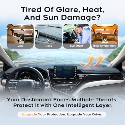 Upgraded Gray Dash Cover for 2018-2024 Toyota Camry Accessories,Dashboard Cover Mat Anti-Glare UV Protection Sunshade Pad Non-Slip - size: 18-24 Camry Dash Cover(Gray)
