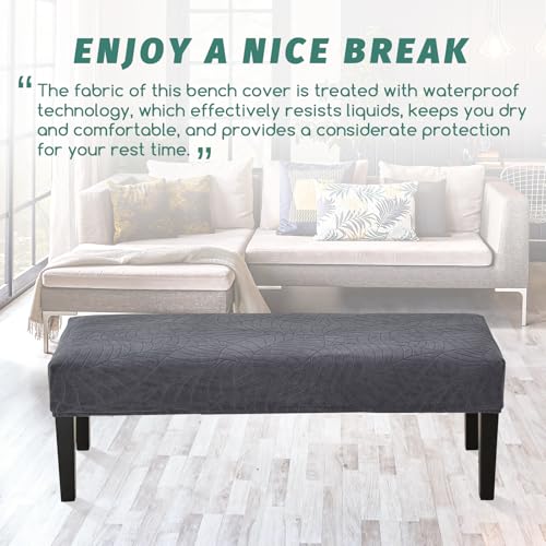 FUANGUI Waterproof Bench Cover, Stretch Jacquard Dining Bench Cover for bedrooms, Living Rooms, Kitchens, Protector Chair Bench Piano Bench Seat Covers Stool Slipcover Removable, Washable - Dark Grey - color: Jacquard Dark Grey