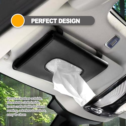 Premium PU Leather Car Tissue Holder Visor for Universal Auto, Car Tissue Case Holder Seat Back with Tissue Refill, Tissue Holder (Black) - color: Black 2#