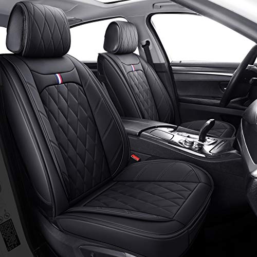 Aierxuan 5 Car Seat Covers Waterproof Leather Universal Compatible with Honda CRV Civic Accord Odyssey HRV Elantra Ford Yaris Sienna Jeep Chevy Subaru Nissan Rogue Soul Toyota(Full Set, Black) - color: Full Set/Black