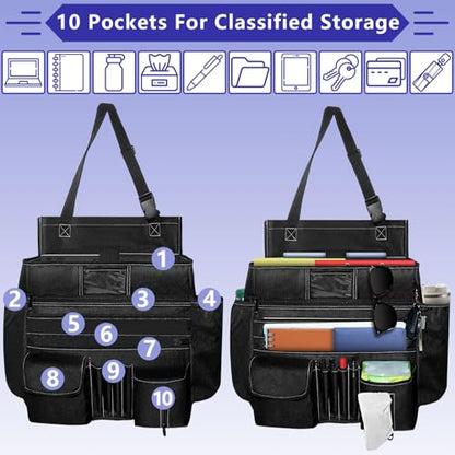 Seat Organizer Front Seat,Patrol Bag Law Enforcement with Large Storage,Universal Fit for Front & Back Seats,Dedicated Tablet and 17 Inch Laptop Storage,for Truck Office, Police,Black