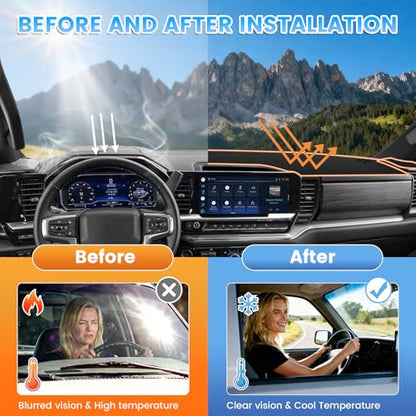 KUST Black Dash Cover Compatible with 2022-2025 2026 Chevy Chevrolet Silverado/GMC Sierra 1500 2500HD 3500HD (with HUD) (Only fit The 13.4-inch Screen Dashboard) Dashboard Cover Accessories - size: Sierra 22-26(Black)