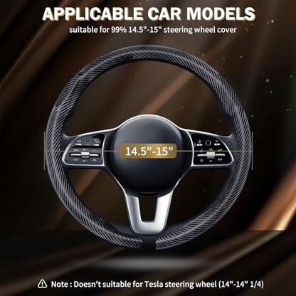 Aimato Car Steering Wheel Cover Carbon Fiber, Ultra-Thin Car Steering Wheel Cover,Comfortable & Breathable Microfiber,Universal Fit for Most Cars, Matte Black - color: Matte Black
