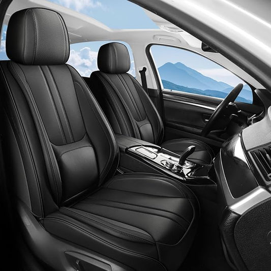 Car Seat Covers Full Set Fit for Toyota RAV4 2001-2026,Luxury Faux Leather Seat Covers 5 Seats,Breathable Anti-Slip Seat Protectors with Lumbar Support(Black,Full Set) - color: Black, size: Fit for RAV4