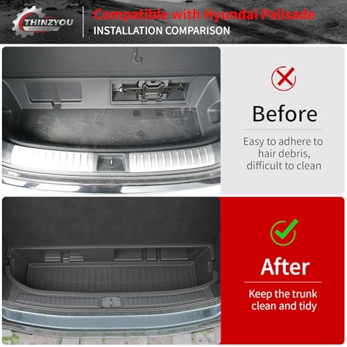Cargo Mat Compatible with 2020-2025 Hyundai Palisade Trunk Liner Cargo Liner Lower Truck Mat Back Seat Cover Protector 2024 Palisade Accessories (Trunk Mat with Backrest Mat+Sub Truck Mat) - style: For Hyundai Palisade | 2020-2025
