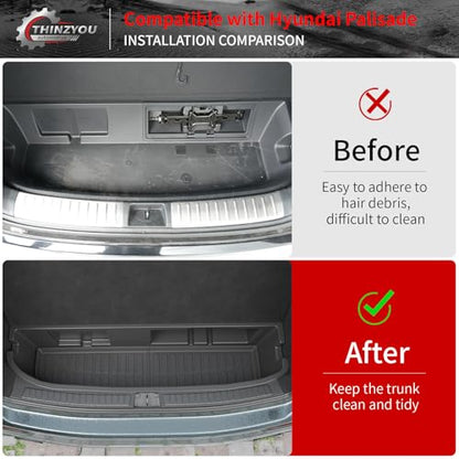 Cargo Mat Compatible with 2020-2025 Hyundai Palisade Trunk Liner Cargo Liner Lower Truck Mat Back Seat Cover Protector 2024 Palisade Accessories (Trunk Mat with Backrest Mat+Sub Truck Mat) - style: For Hyundai Palisade | 2020-2025
