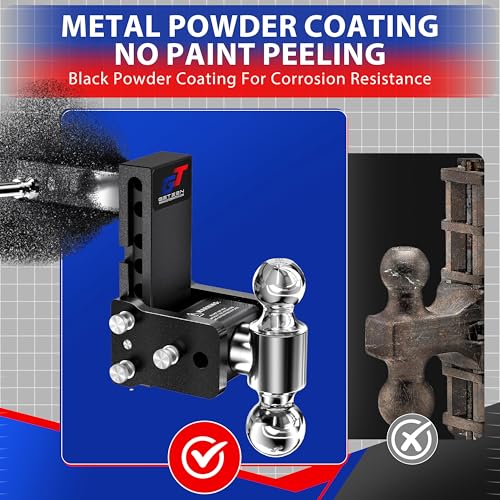 Trailer Hitches, Adjustable Trailer Hitch Ball Mount - Fits 2.5" Receiver, Dual Ball (2" x 2-5/16"), 5" Drop, 15,000 GTW - GT25052B