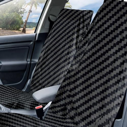 Hahafelt Car Seat Towel Covers with Storage Bag, 63 x 32 Inch Universal Non Slip Waterproof Sweat Protector for Car Truck, Gym Swimming Running, Machine Washable(2 Pack,Carbon Fiber Textured) - style: Carbon Fiber Textured
