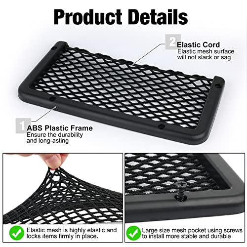 ABS Plastic Frame Automotive Cargo Nets Car Net Pocket Phone Car Mesh Net Holder RV Storage Boat Cargo Pocket Organizer Framed Mesh Net Pocket with Screws for Auto RV Net(2, 9 x 4 Inch) - size: 9 x 4 Inch