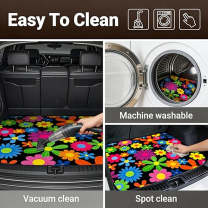 Car Trunk Mat - Universal Size 29" x 39", Floral Pattern Cargo Liner, Car Accessory for SUVs/Sedan/Wagons, Durable Protective Mat, Trunk Liner for Families/Travel Enthusiasts (Flowers-6) - style: flowers-6