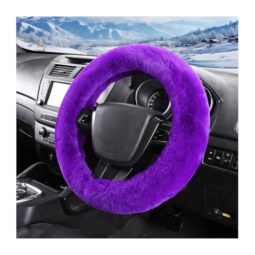 Car Fuzzy Steering Wheel Cover, 15 inch Fluffy Soft Steering Wheel Protector for Winter Warm, Anti-Slip Fuzzy Plush Vehicle Wheel Wrap Cover Interior Decoration for Women Men (Purple) - color: Purple