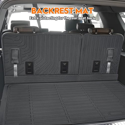 KUST Floor Mats Cargo Mat Set for 2021-2025 2026 Chevy/Chevrolet Suburban & GMC Yukon XL, All Weather Trunk Mat Backrest Mat for Suburban/Yukon XL Accessories TPE Rubber Liners (7 Seater Only) - style: For │ Suburban 7 Seats 2021-2026 │ Full Set