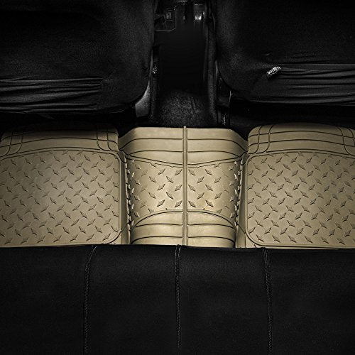 FH Group F11322 Classic Rubber Trimmable Floor Mats (Beige) Full Set - Universal Fit for Cars Trucks and SUVs