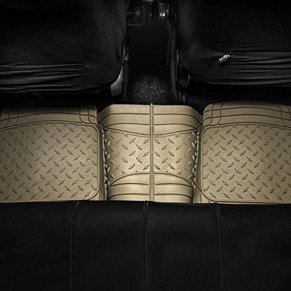 FH Group F11322 Classic Rubber Trimmable Floor Mats (Beige) Full Set - Universal Fit for Cars Trucks and SUVs