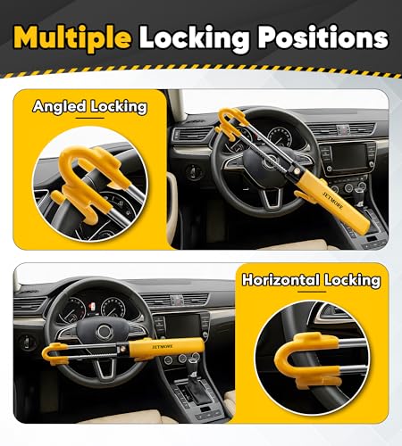JETMORE Steering Wheel Lock Anti Theft Car Device with Adjustable Design Car Lock in Compatibility Car Wheel Lock with Reinforced Steel Car Anti Theft Device with Tamper-Proof Bolts - color: Yellow