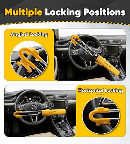 JETMORE Steering Wheel Lock Anti Theft Car Device with Adjustable Design Car Lock in Compatibility Car Wheel Lock with Reinforced Steel Car Anti Theft Device with Tamper-Proof Bolts - color: Yellow