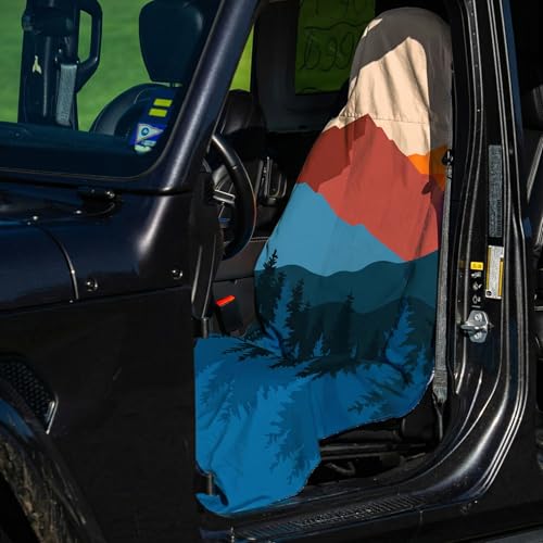 2 Pack Car Seat Towel Covers, Sweat Protector for Front Seats, Premium Thickened Microfiber with Sedona, Breathable & Quick Dry, Machine Washable Cover for Gym Running Beach Universal Fit Sunset - color: Sedona
