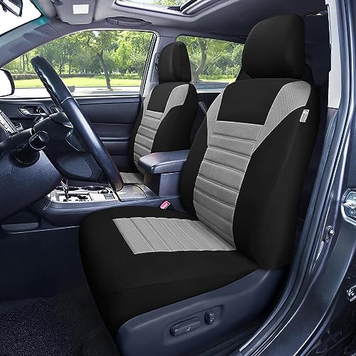 FH Group Full Set 3D Air Mesh Car Seat Covers - Universal Fit, Low Back Seat Cover, Airbag Compatible, Split Bench Rear Seat, Washable Seat Cover for SUV, Sedan, Gray - color: Gray, style: Full Set